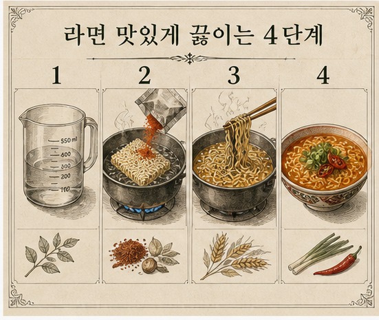 빈티지 푸드 도감 스타일 예시